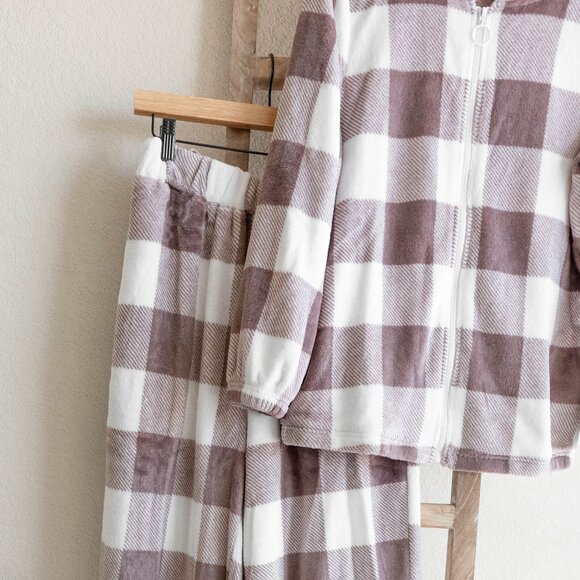 BloomChic Buffalo Plaid Lounge Set Size 10 – Zip Hoodie & Joggers, Super Soft! - Picture 4 of 9